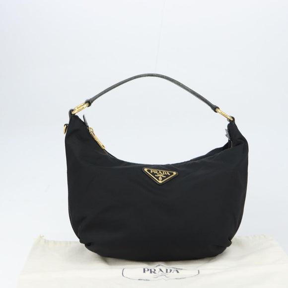 PRADA Shoulder Bag Nylon Black Gold Auth yk20004V
