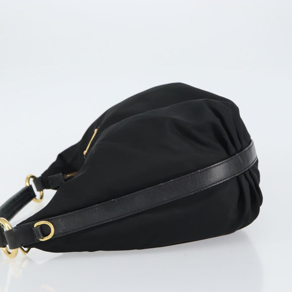 PRADA Shoulder Bag Nylon Black Gold Auth yk20004V