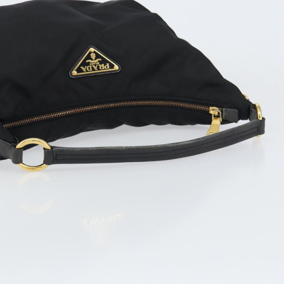 PRADA Shoulder Bag Nylon Black Gold Auth yk20004V
