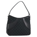 GUCCI GG Canvas Shoulder Bag Black Silver 113012 Auth yk20005V-1