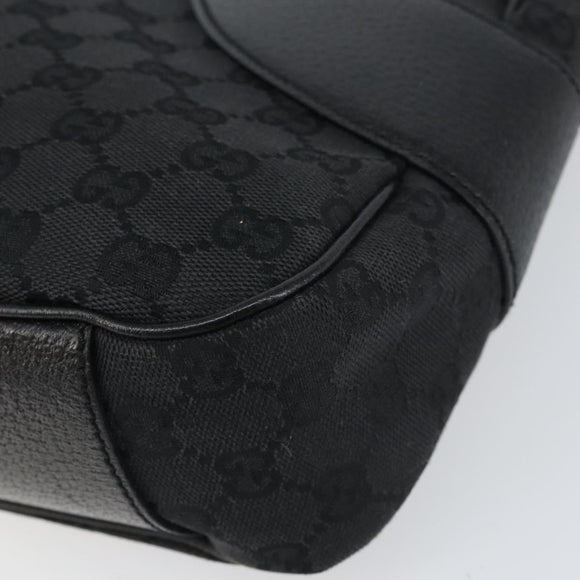 GUCCI GG Canvas Shoulder Bag Black Silver 113012 Auth yk20005V