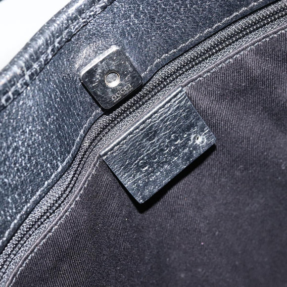 GUCCI GG Canvas Shoulder Bag Black Silver 113012 Auth yk20005V