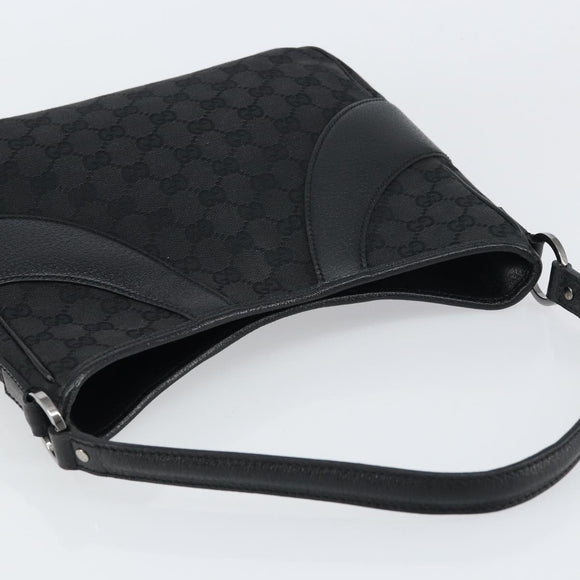 GUCCI GG Canvas Shoulder Bag Black Silver 113012 Auth yk20005V