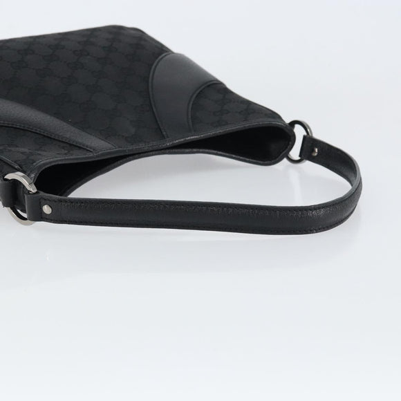 GUCCI GG Canvas Shoulder Bag Black Silver 113012 Auth yk20005V