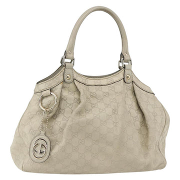 GUCCI Guccissima GG Canvas Sukey Hand Bag Leather White Gold 211944 Auth yk20007