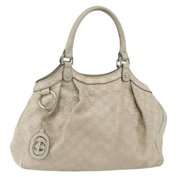 GUCCI Guccissima GG Canvas Sukey Hand Bag Leather White Gold 211944 Auth yk20007