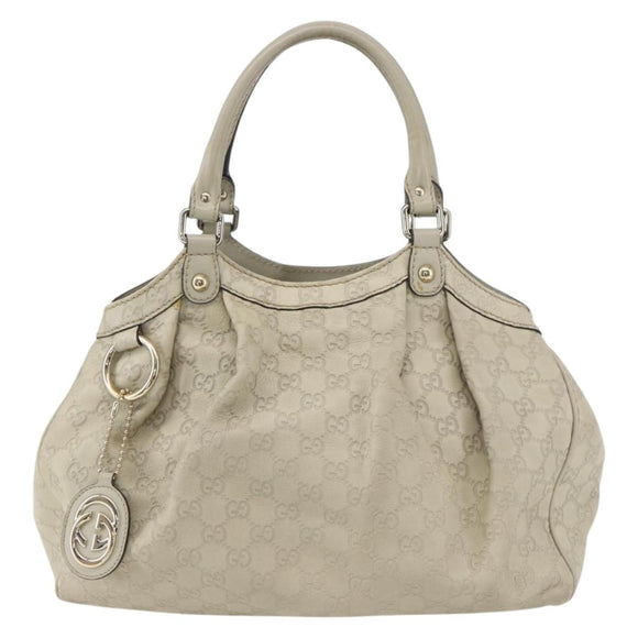 GUCCI Guccissima GG Canvas Sukey Hand Bag Leather White Gold 211944 Auth yk20007