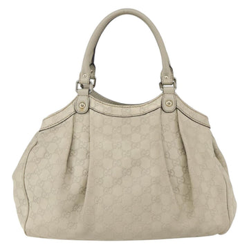 GUCCI Guccissima GG Canvas Sukey Hand Bag Leather White Gold 211944 Auth yk20007 - 0