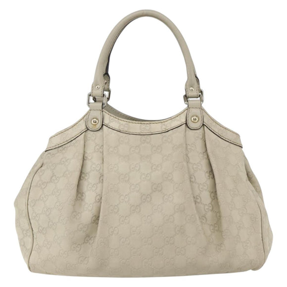 GUCCI Guccissima GG Canvas Sukey Hand Bag Leather White Gold 211944 Auth yk20007