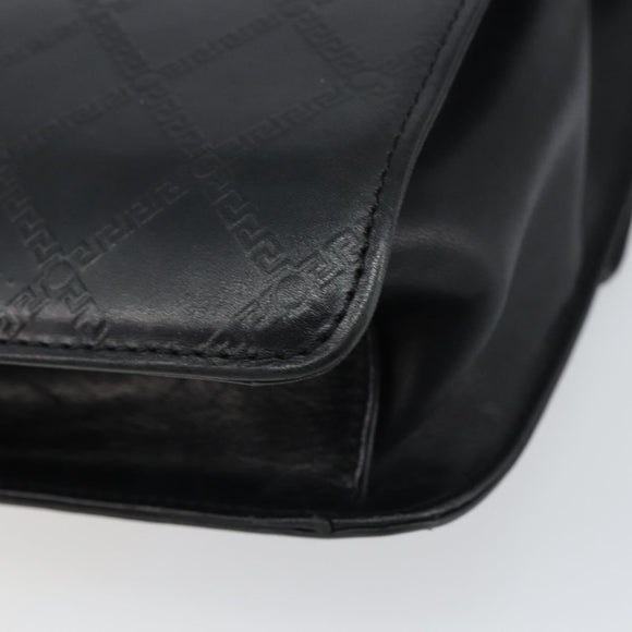 VERSACE Hand Bag Leather Black Gold Auth yk20008
