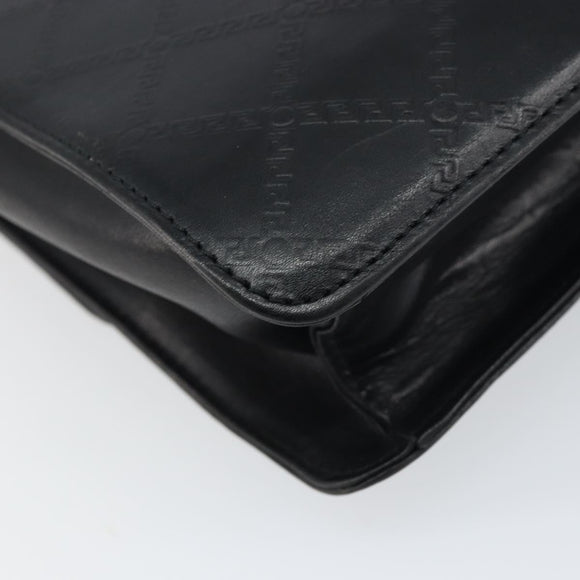 VERSACE Hand Bag Leather Black Gold Auth yk20008