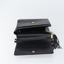 VERSACE Hand Bag Leather Black Gold Auth yk20008-10