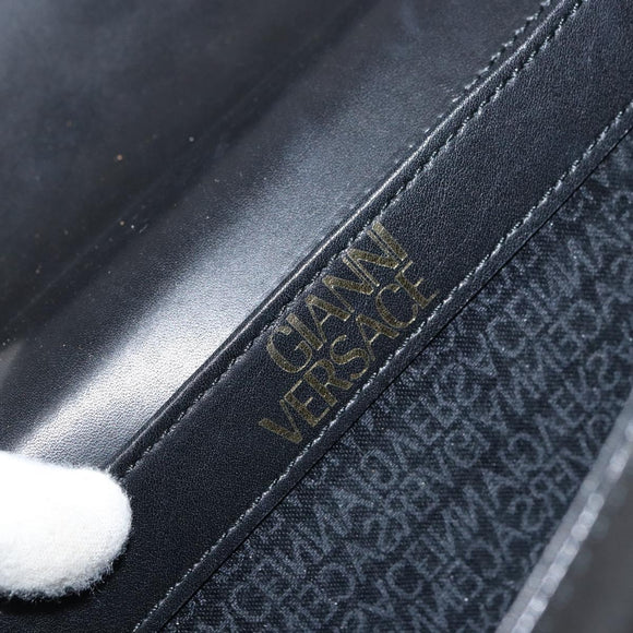 VERSACE Hand Bag Leather Black Gold Auth yk20008