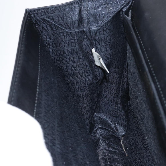 VERSACE Hand Bag Leather Black Gold Auth yk20008