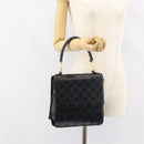 VERSACE Hand Bag Leather Black Gold Auth yk20008-23