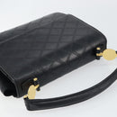 VERSACE Hand Bag Leather Black Gold Auth yk20008-6