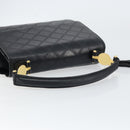 VERSACE Hand Bag Leather Black Gold Auth yk20008-7