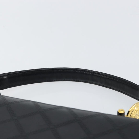 VERSACE Hand Bag Leather Black Gold Auth yk20008