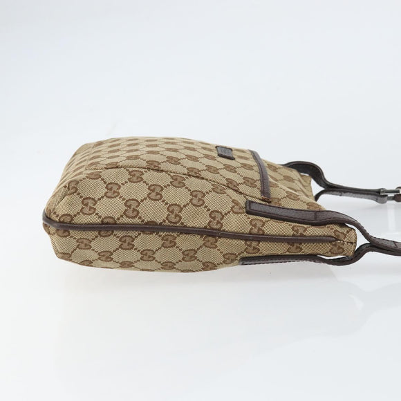 GUCCI GG Canvas Shoulder Bag Beige Silver 122793 Auth yk20016