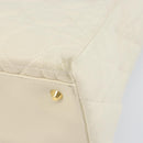 Christian Dior Canage Hand Bag Lamb Skin White Gold Auth yk20018-10