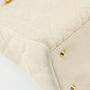 Christian Dior Canage Hand Bag Lamb Skin White Gold Auth yk20018-13