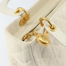 Christian Dior Canage Hand Bag Lamb Skin White Gold Auth yk20018-15