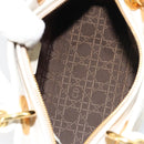 Christian Dior Canage Hand Bag Lamb Skin White Gold Auth yk20018-17