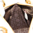 Christian Dior Canage Hand Bag Lamb Skin White Gold Auth yk20018-19