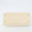 Christian Dior Canage Hand Bag Lamb Skin White Gold Auth yk20018-9