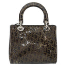Christian Dior Trotter Canvas Hand Bag Enamel 2way Brown Silver Auth yk20020-2