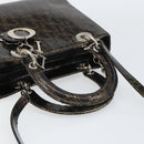 Christian Dior Trotter Canvas Hand Bag Enamel 2way Brown Silver Auth yk20020-7