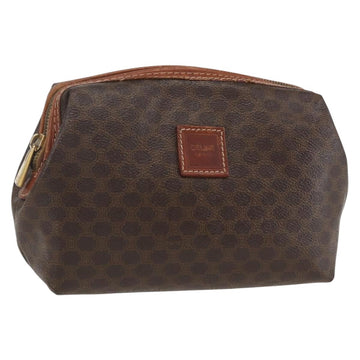 CELINE Macadam Canvas Pouch PVC Leather Brown Gold Auth yk20021