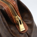 CELINE Macadam Canvas Pouch PVC Leather Brown Gold Auth yk20021-12