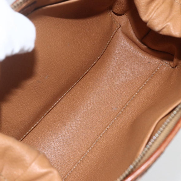 CELINE Macadam Canvas Pouch PVC Leather Brown Gold Auth yk20021