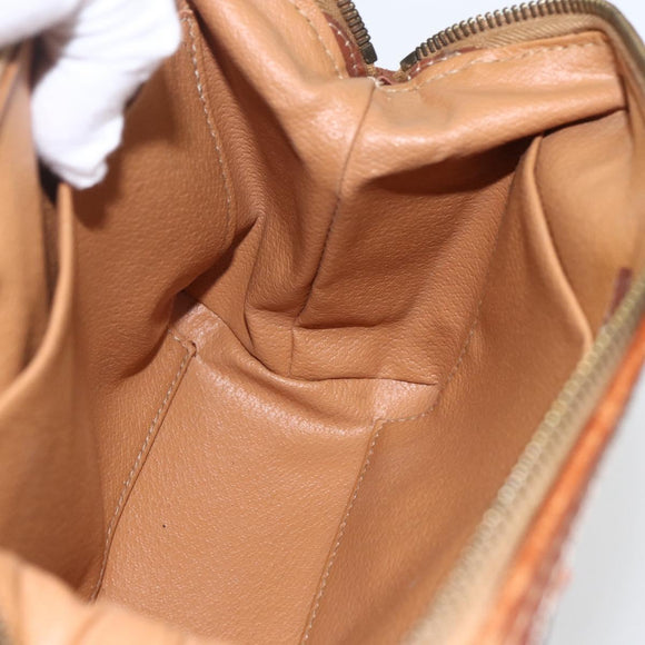 CELINE Macadam Canvas Pouch PVC Leather Brown Gold Auth yk20021