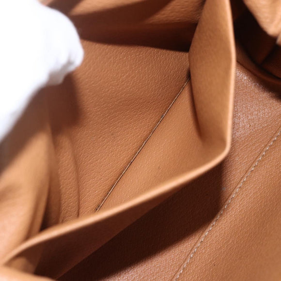 CELINE Macadam Canvas Pouch PVC Leather Brown Gold Auth yk20021