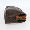 CELINE Macadam Canvas Pouch PVC Leather Brown Gold Auth yk20021-5