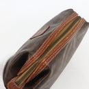 CELINE Macadam Canvas Pouch PVC Leather Brown Gold Auth yk20021-6