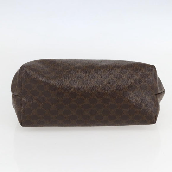 CELINE Macadam Canvas Pouch PVC Leather Brown Gold Auth yk20021