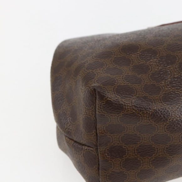 CELINE Macadam Canvas Pouch PVC Leather Brown Gold Auth yk20021