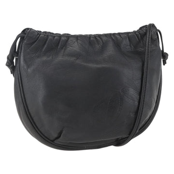 LOEWE Anagram Shoulder Bag Leather Black Gold Auth yk20023