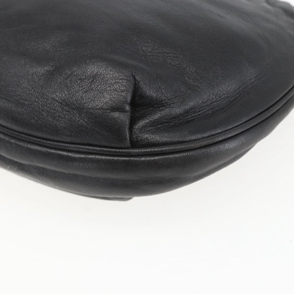 LOEWE Anagram Shoulder Bag Leather Black Gold Auth yk20023