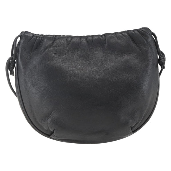 LOEWE Anagram Shoulder Bag Leather Black Gold Auth yk20023