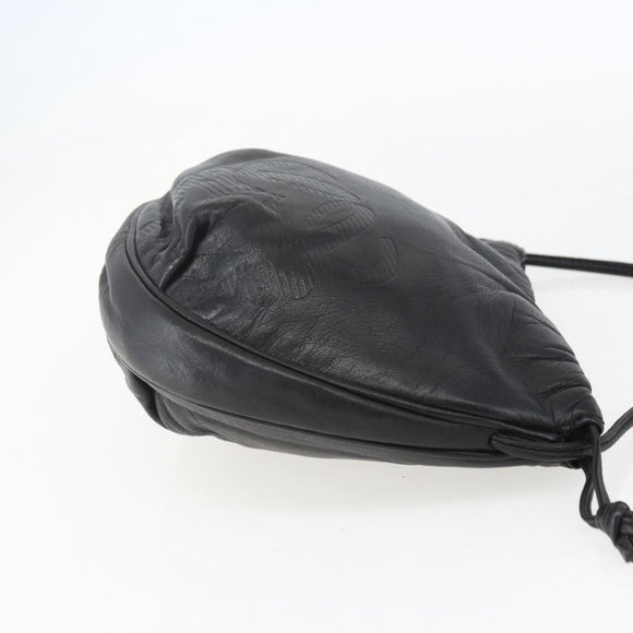 LOEWE Anagram Shoulder Bag Leather Black Gold Auth yk20023