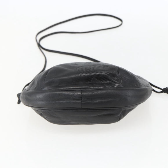 LOEWE Anagram Shoulder Bag Leather Black Gold Auth yk20023