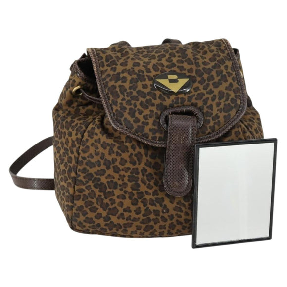 BOTTEGA VENETA Backpack Nylon Brown Gold Auth yk20025