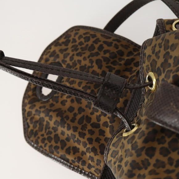 BOTTEGA VENETA Backpack Nylon Brown Gold Auth yk20025