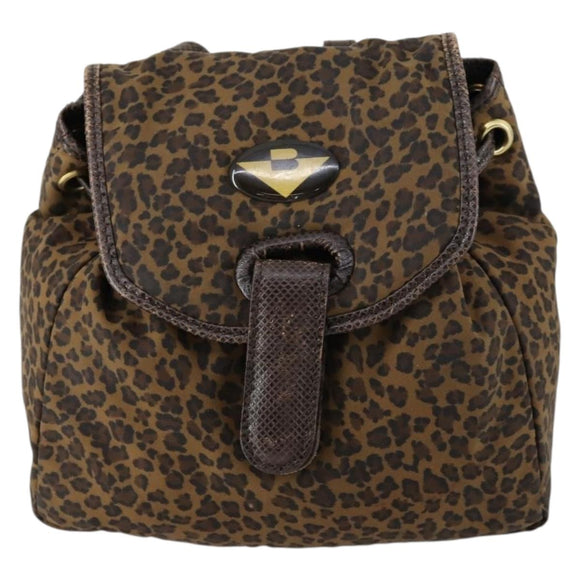 BOTTEGA VENETA Backpack Nylon Brown Gold Auth yk20025