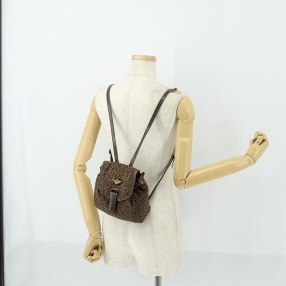 BOTTEGA VENETA Backpack Nylon Brown Gold Auth yk20025