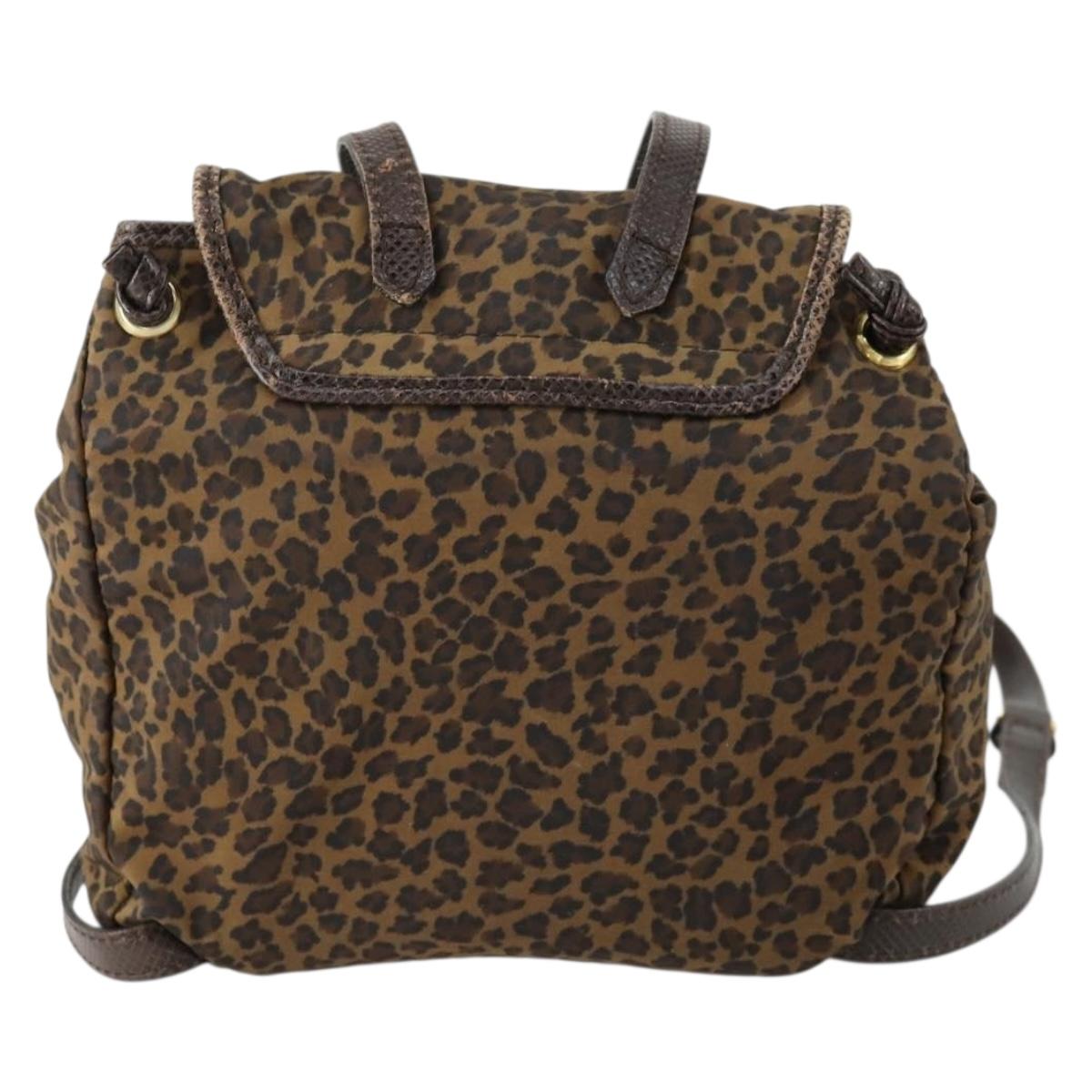 BOTTEGA VENETA Backpack Nylon Brown Gold Auth yk20025  display picture 2